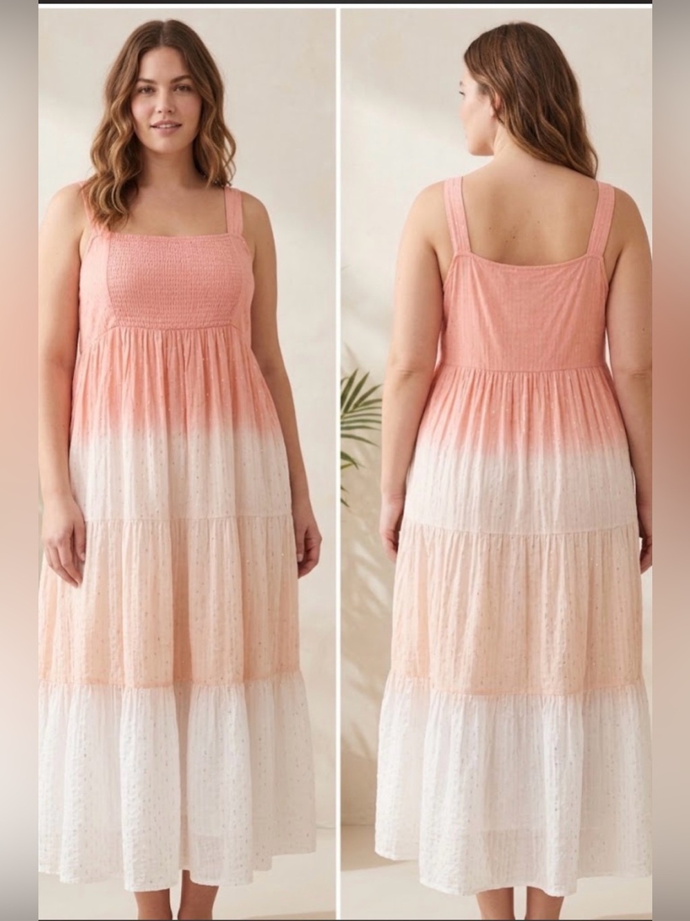 Pink Metallic-Striped Women's dress - XXL